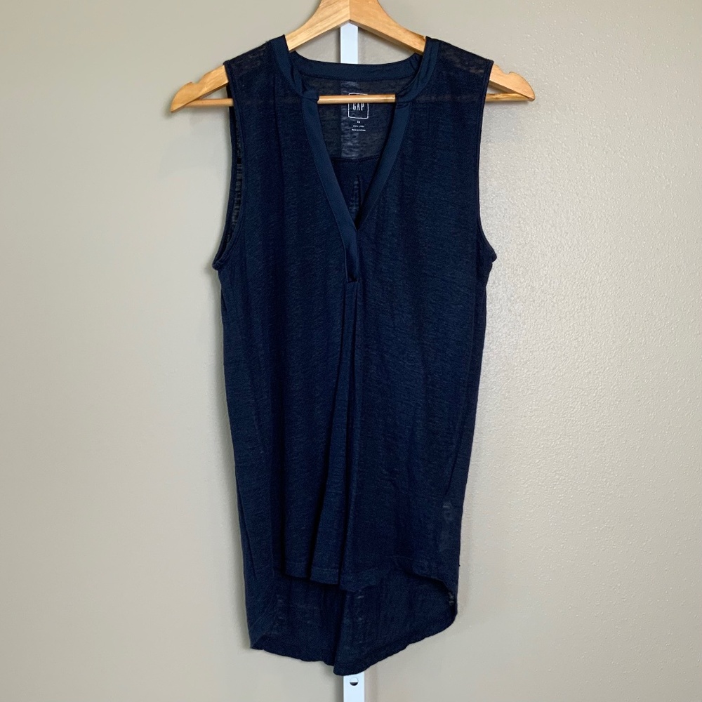 GAP Linen Sleeveless V-neck Tunic Tank